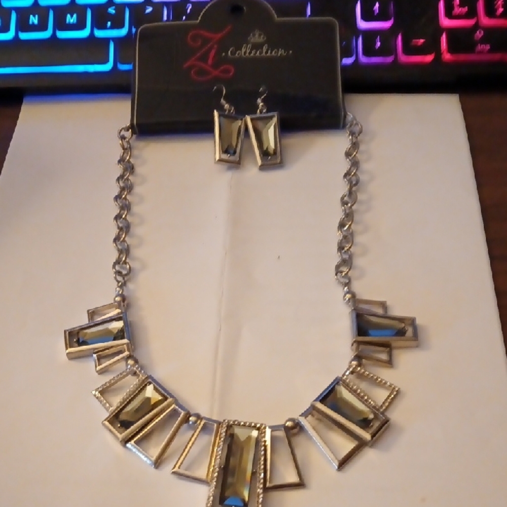 Silver Necklace and Earring Set